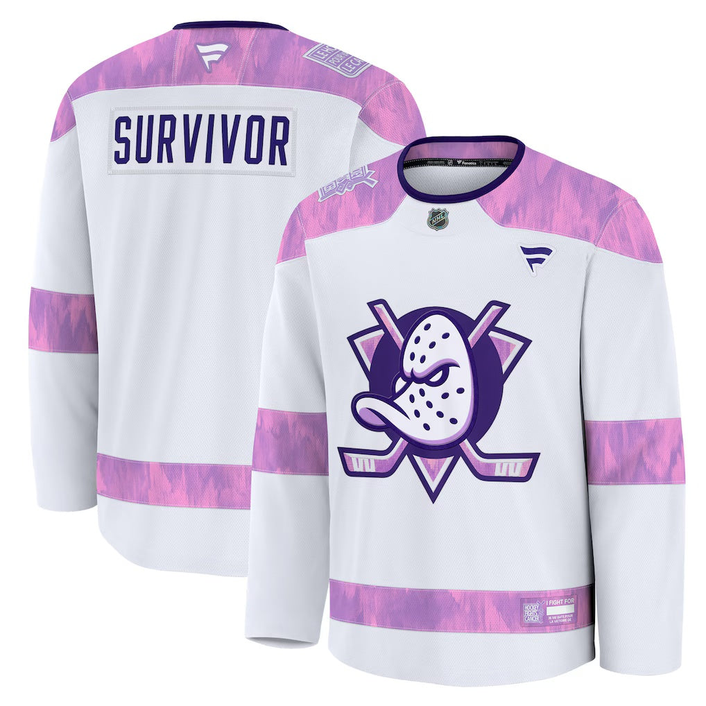 Anaheim Ducks Fanatics White Hockey Fights Cancer Practice Jersey