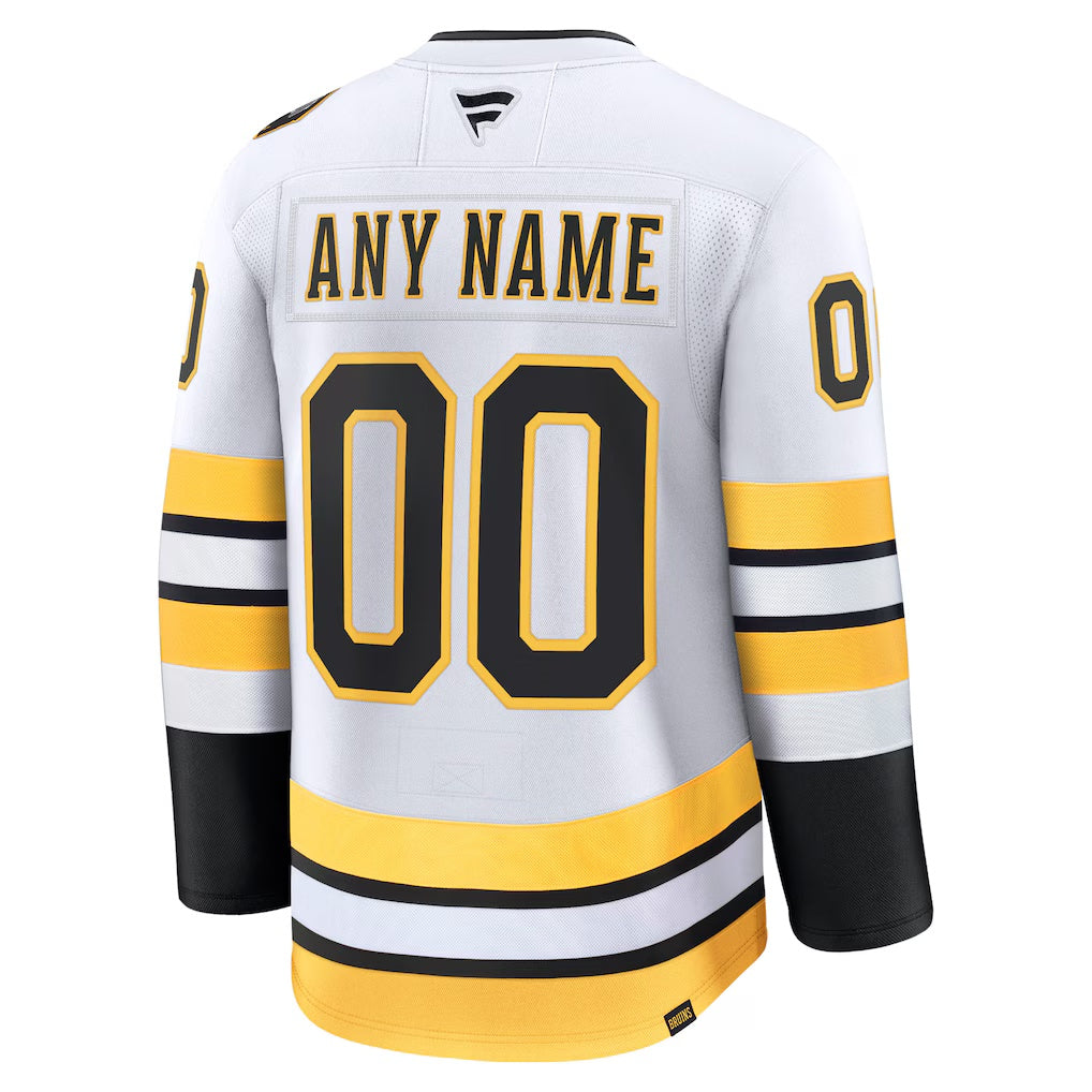 Boston Bruins Fanatics White Away Premium Custom Jersey