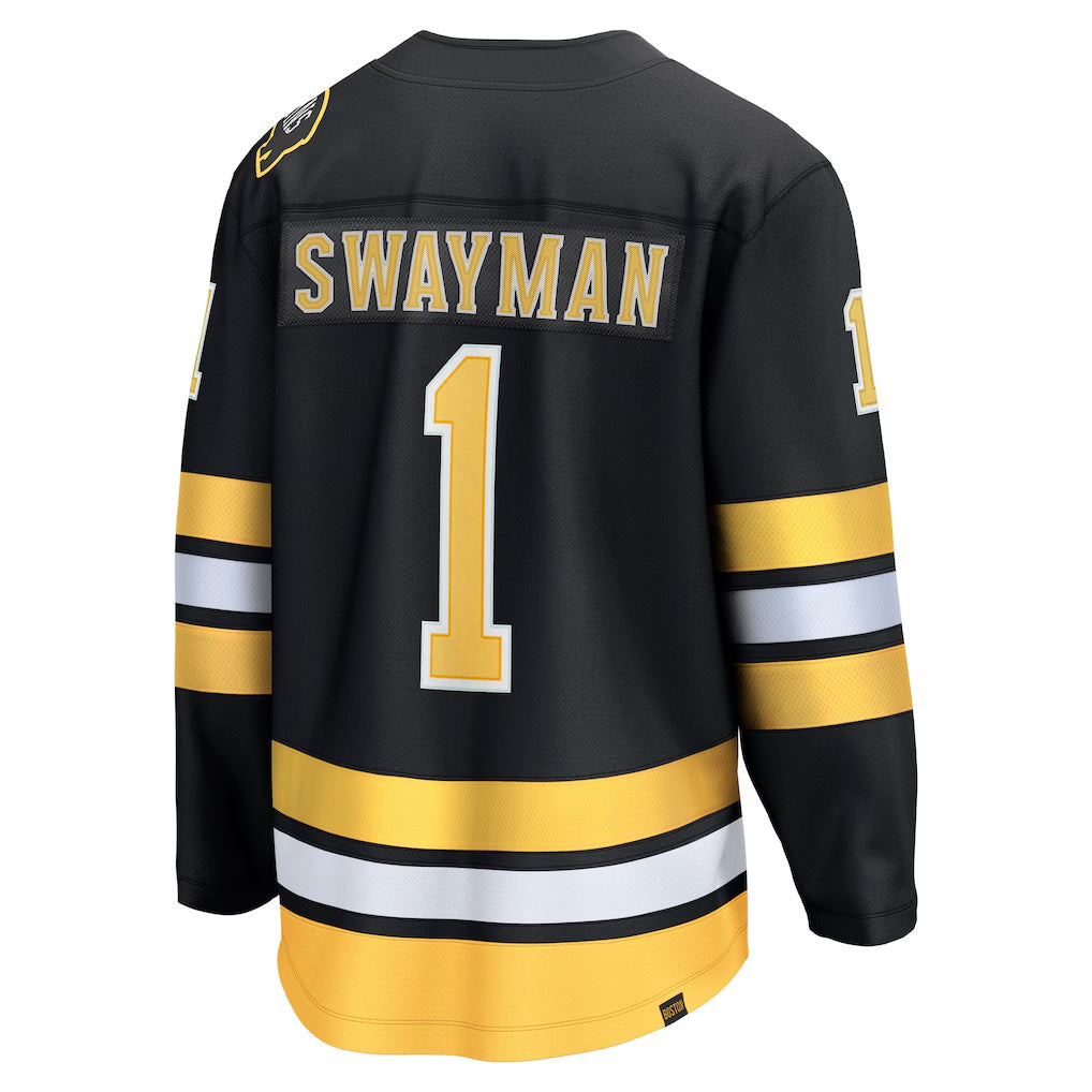 Boston Bruins #1 Jeremy Swayman Fanatics Black Home Breakaway Player Jersey