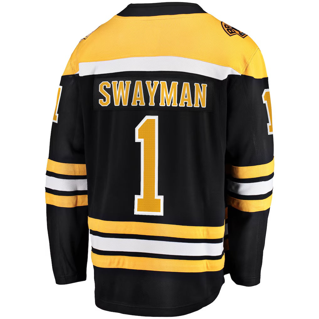 Boston Bruins #1 Jeremy Swayman Fanatics Black Home Breakaway Replica Jersey