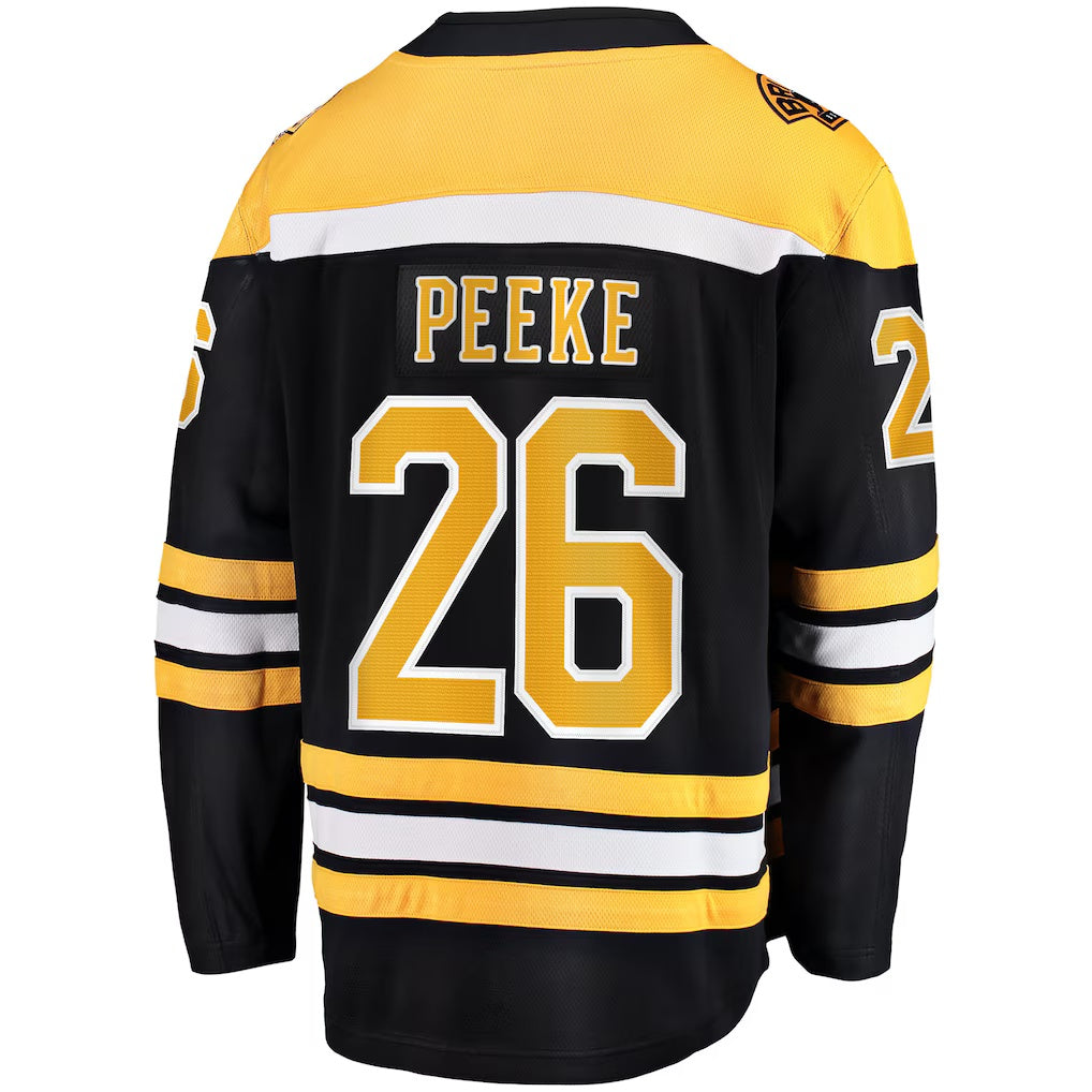 Boston Bruins #26 Andrew Peeke Fanatics Black Home Breakaway Jersey