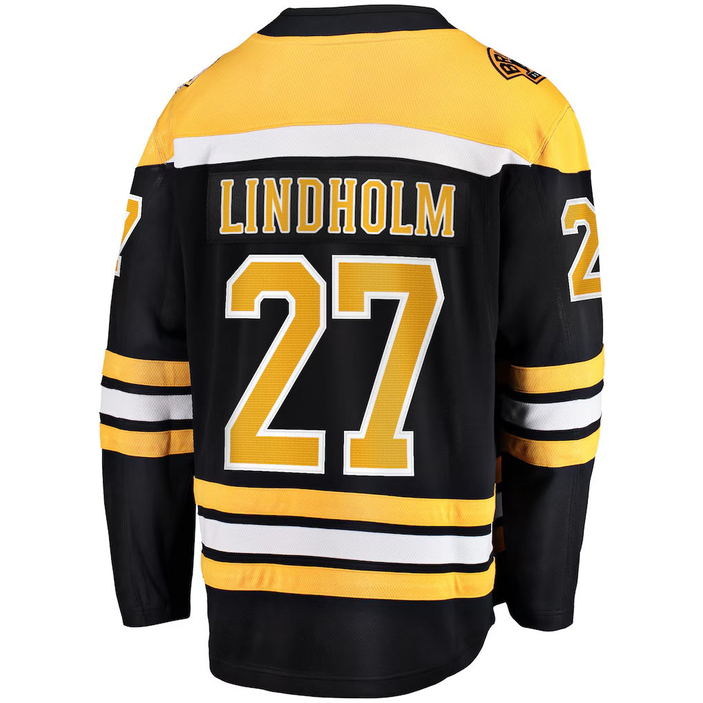 Boston Bruins #27 Hampus Lindholm Fanatics Black Home Breakaway Player Jersey