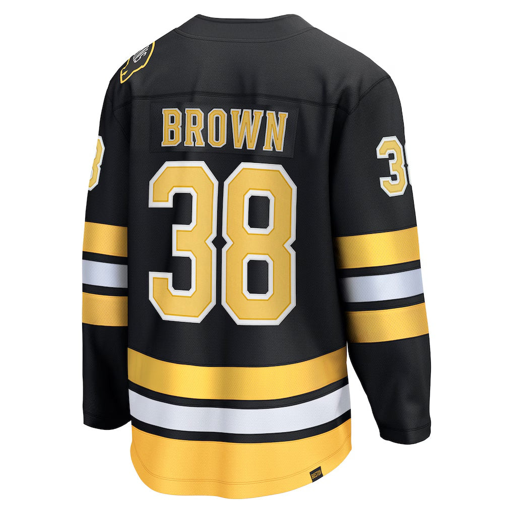 Boston Bruins #38 Patrick Brown Fanatics Black Home Breakaway Player Jersey