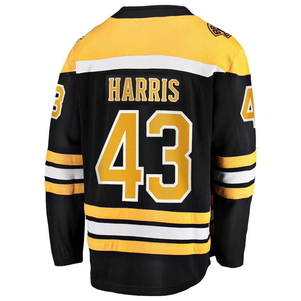 Boston Bruins #43 Jordan Harris Fanatics Black Home Breakaway Jersey