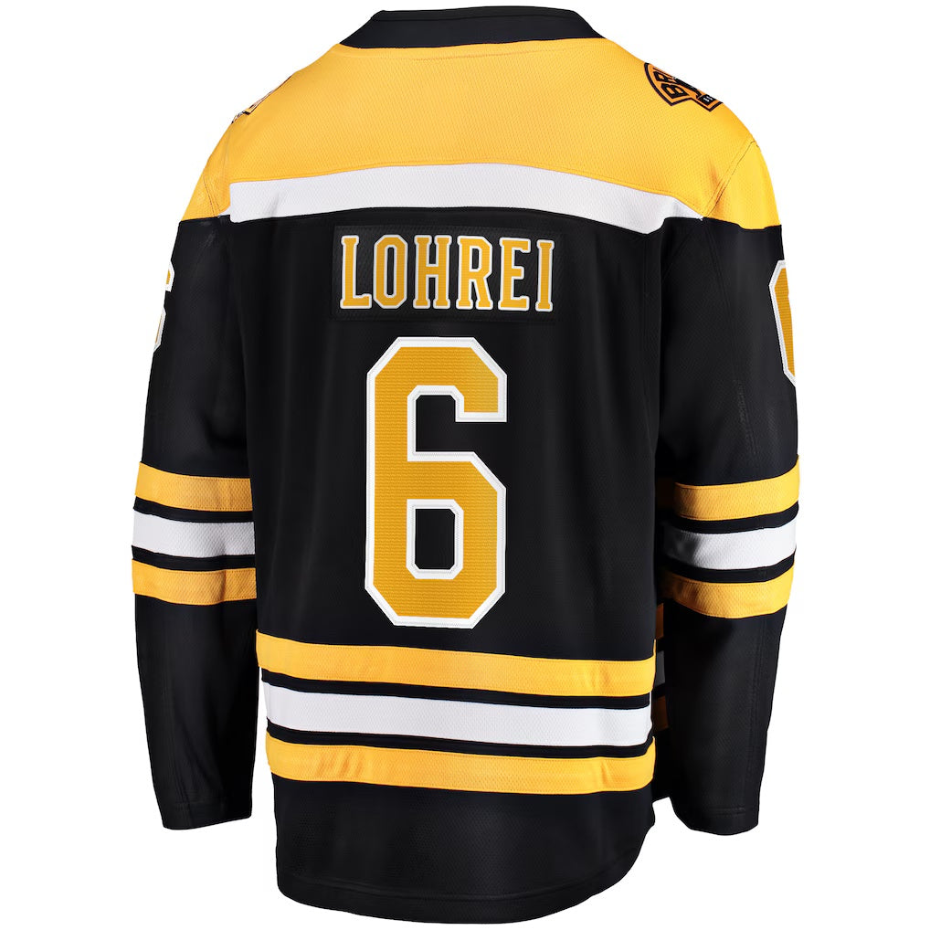 Boston Bruins #6 Mason Lohrei Fanatics Black Home Premier Breakaway Player Jersey