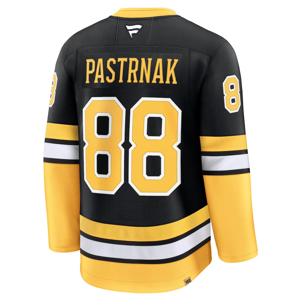 Boston Bruins #88 David Pastrnak Fanatics Black Alternate 100th Anniversary Premium Jersey