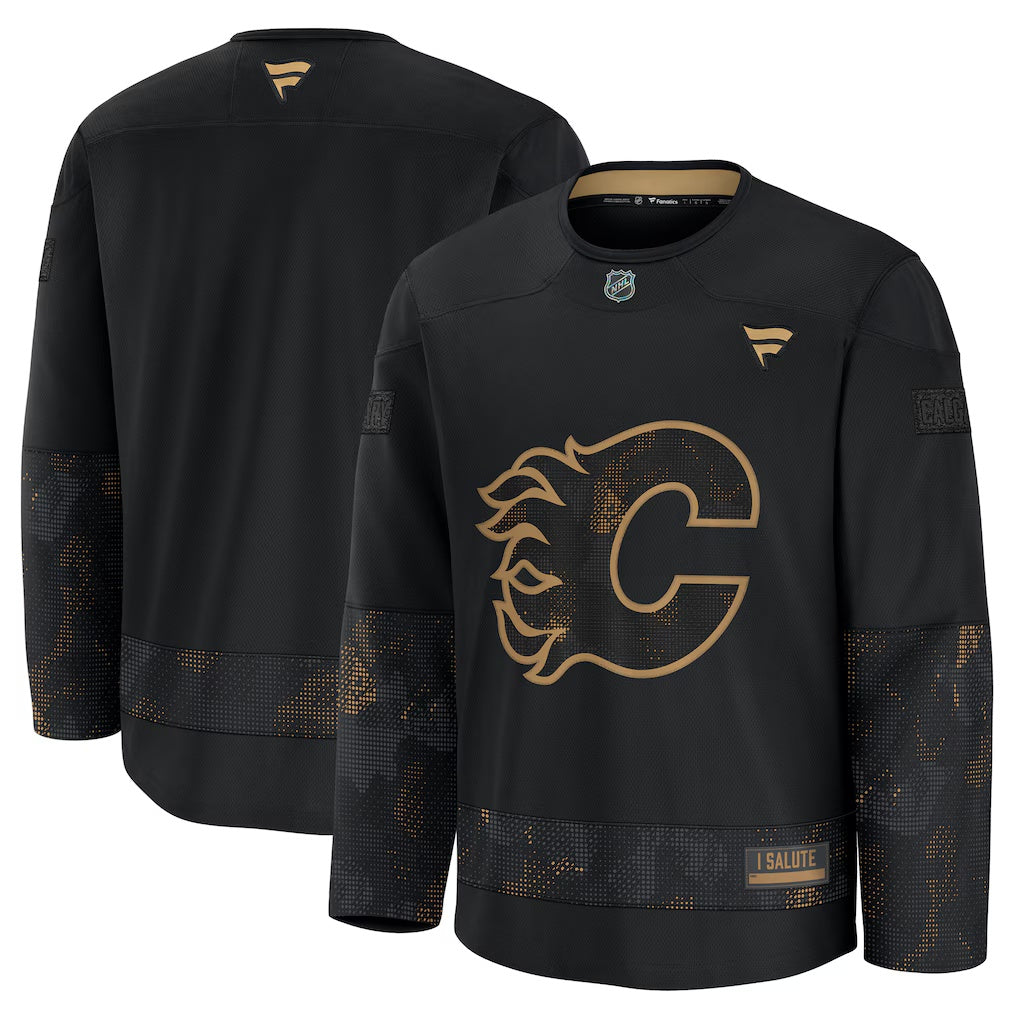 Calgary Flames Fanatics Black 2024 Military Appreciation Practice Jersey