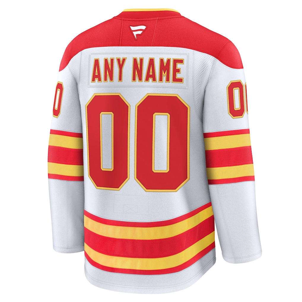 Calgary Flames Fanatics White Away Premium Custom Jersey