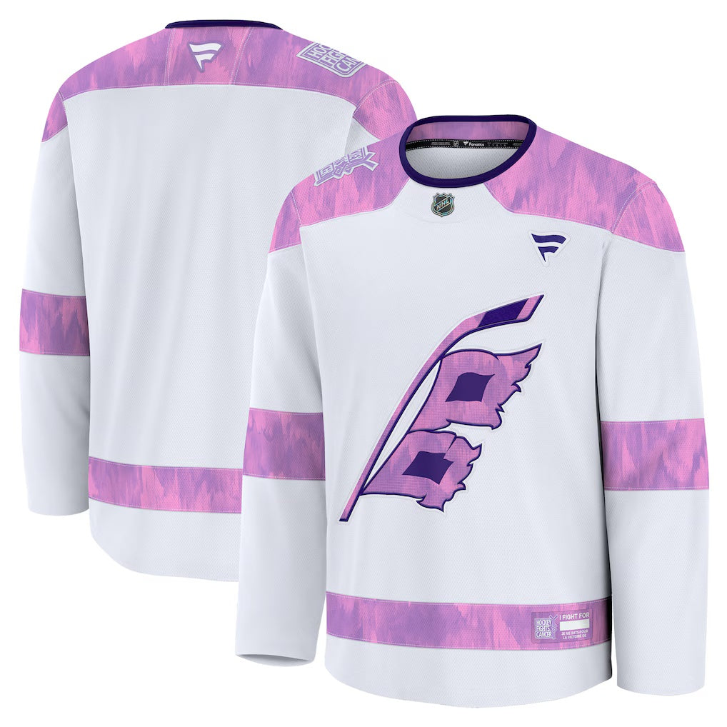 Carolina Hurricanes Fanatics White 2024 Hockey Fights Cancer Practice Jersey