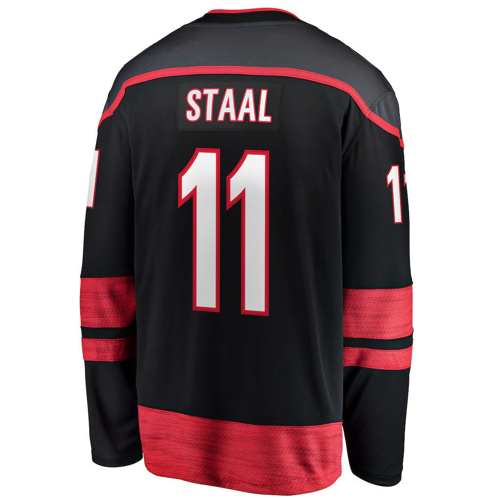 Carolina Hurricanes #11 Jordan Staal Fanatics Black Home Captain Patch Breakaway Player Jersey