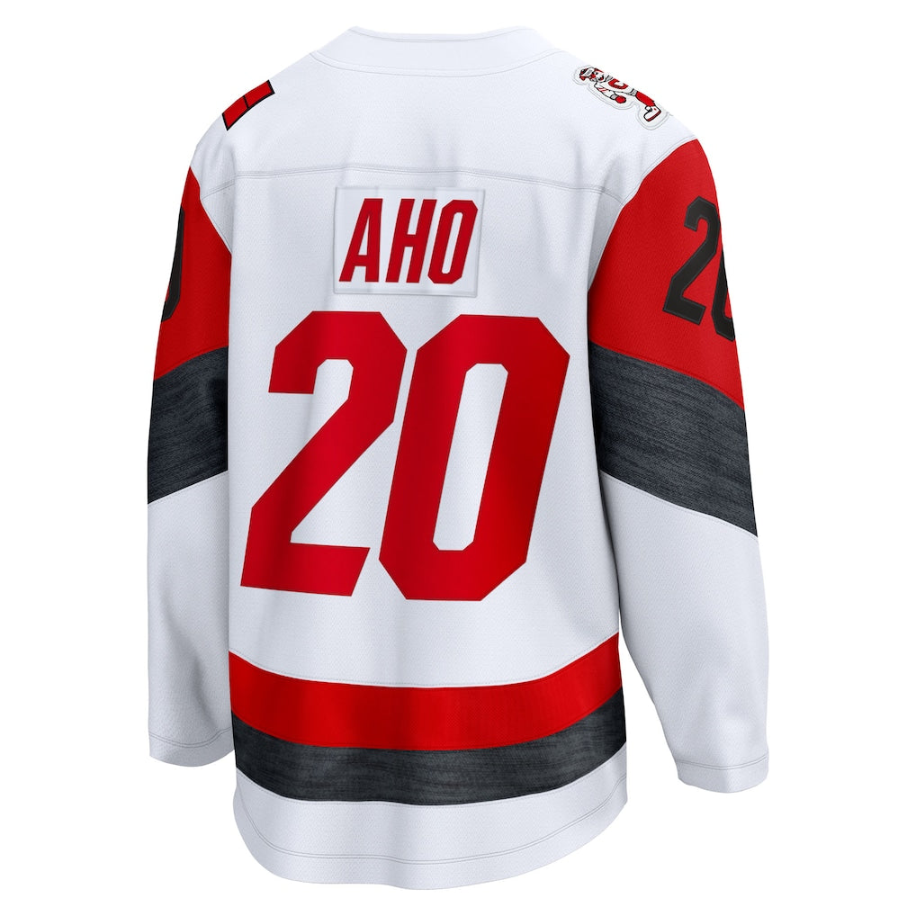 Carolina Hurricanes #20 Sebastian Aho Fanatics White Away Breakaway Jersey