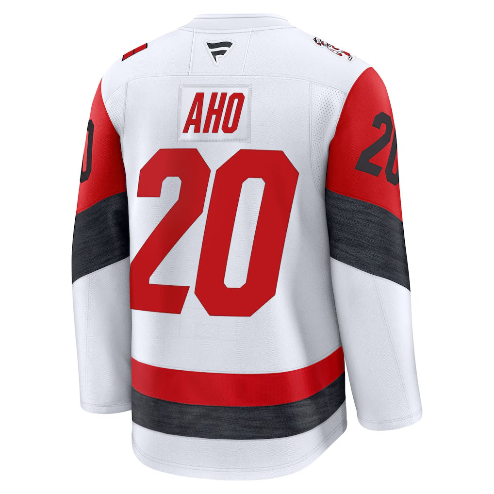 Carolina Hurricanes #20 Sebastian Aho Fanatics White Away Premium Jersey