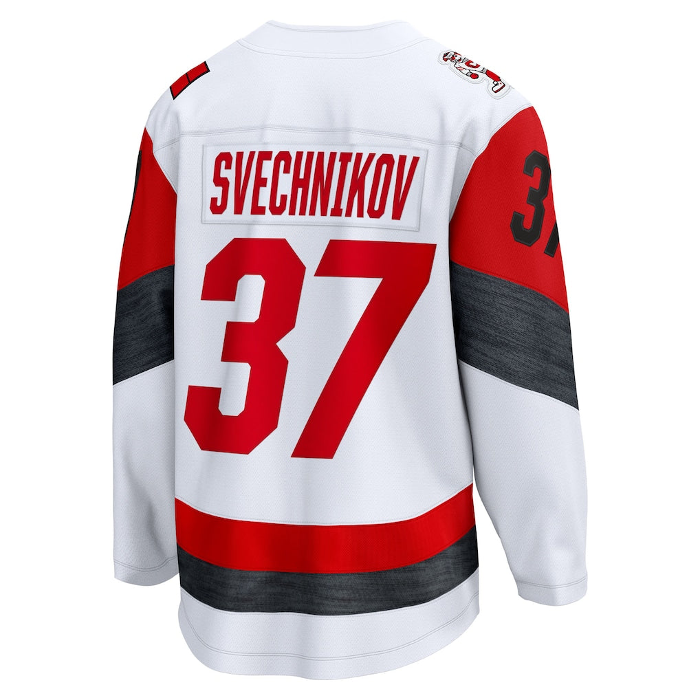 Carolina Hurricanes #37 Andrei Svechnikov Fanatics White Away Breakaway Jersey