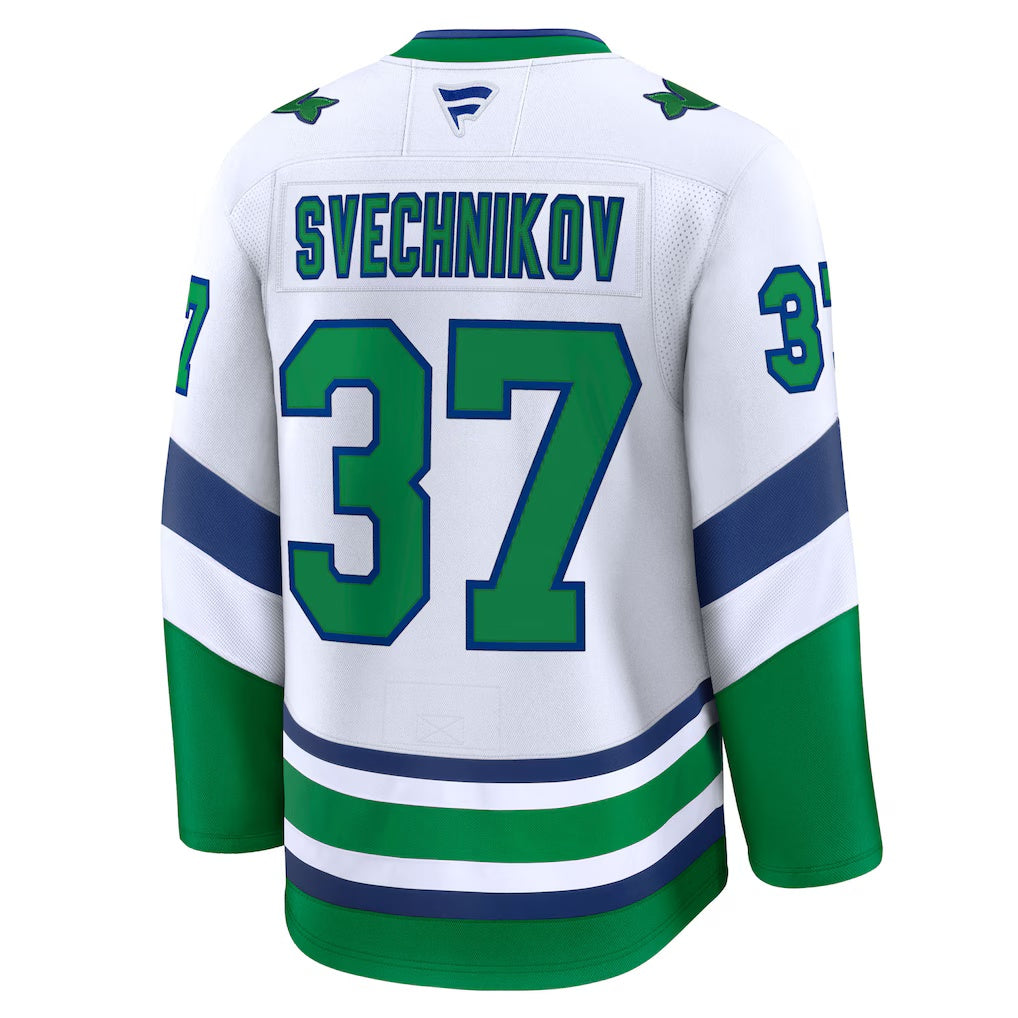 Carolina Hurricanes #37 Andrei Svechnikov Fanatics White Throwback Premium Jersey
