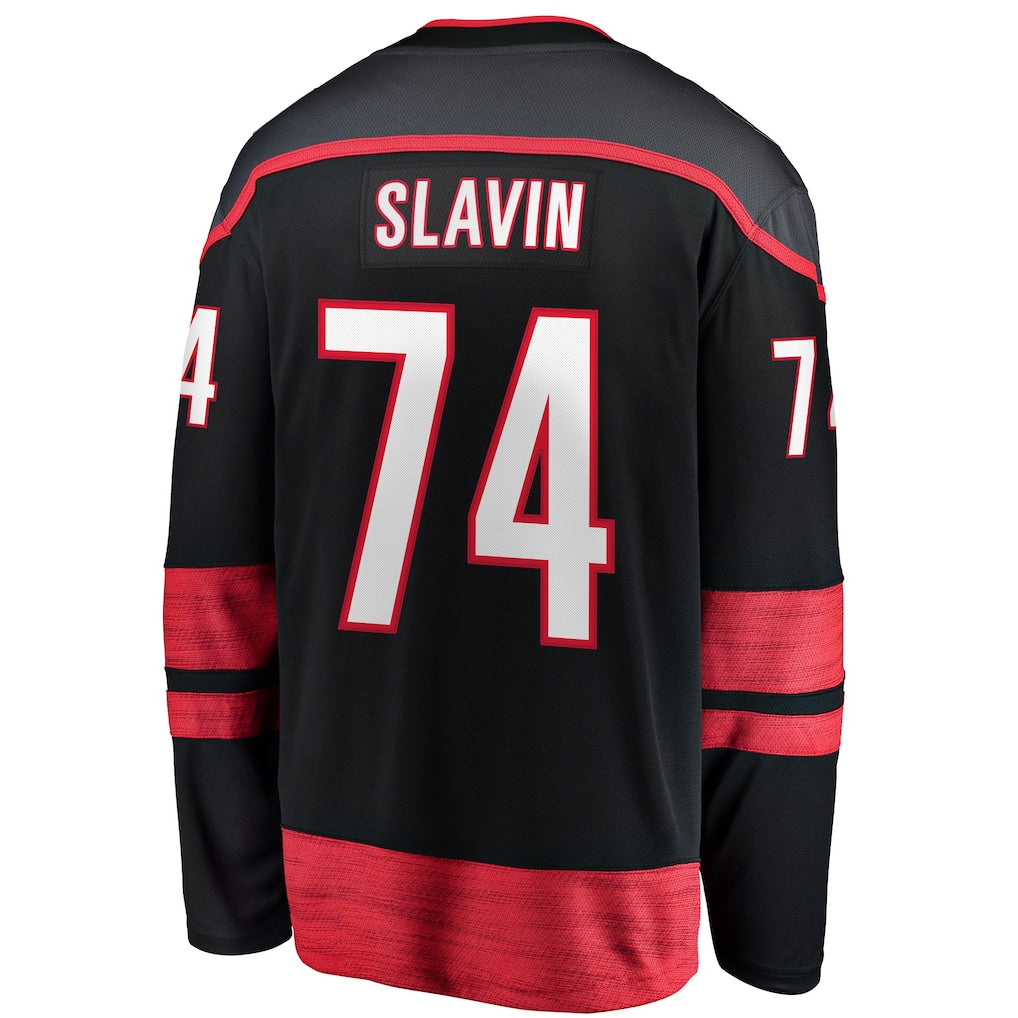 Carolina Hurricanes #74 Jaccob Slavin Fanatics Black Home Breakaway Player Jersey