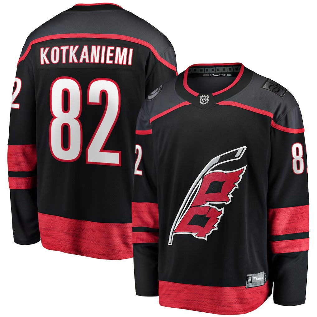 Carolina Hurricanes #82 Jesperi Kotkaniemi Fanatics Black Home Breakaway Player Jersey
