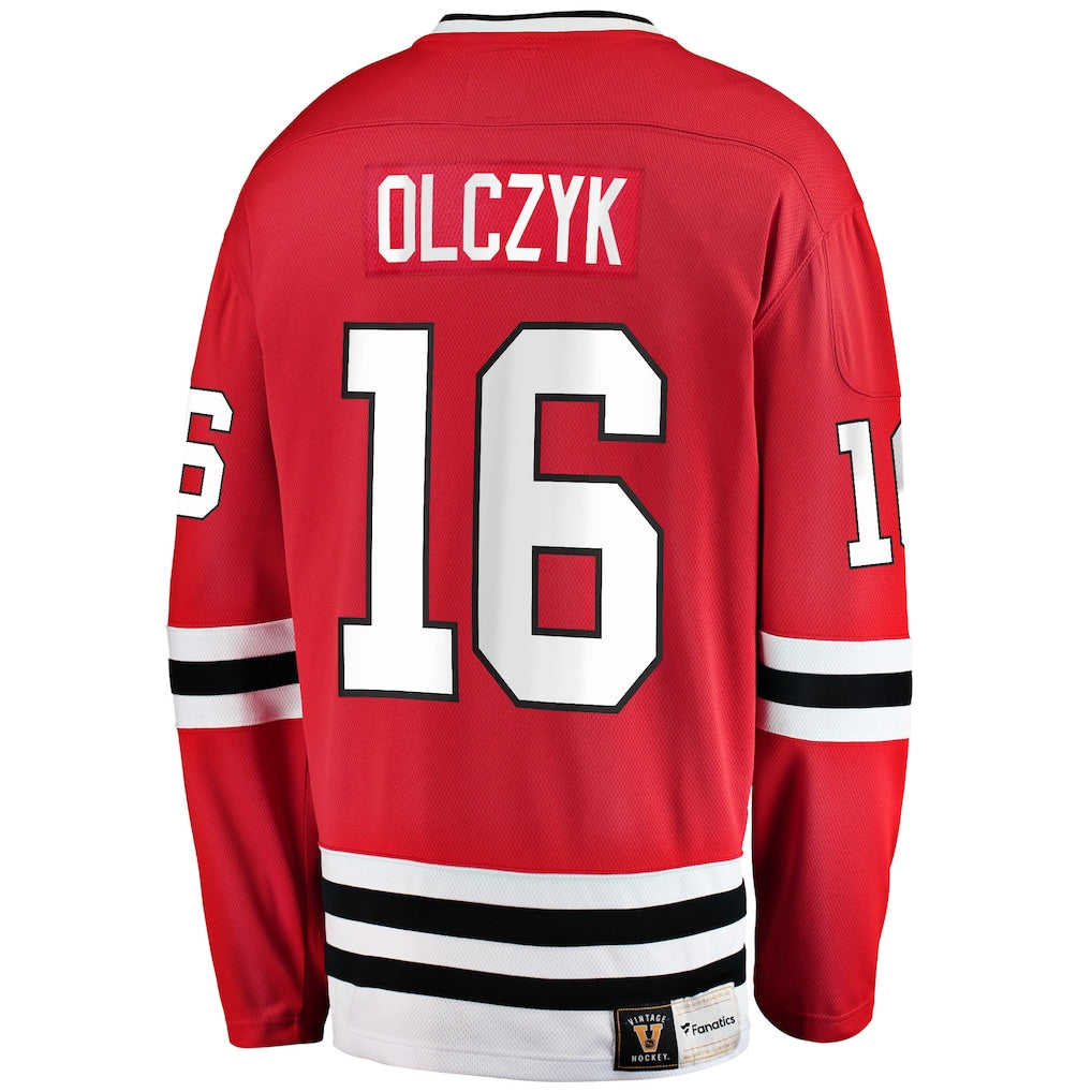 Chicago Blackhawks #16 Eddie Olczyk Fanatics Red Premier Breakaway Retired Player Jersey